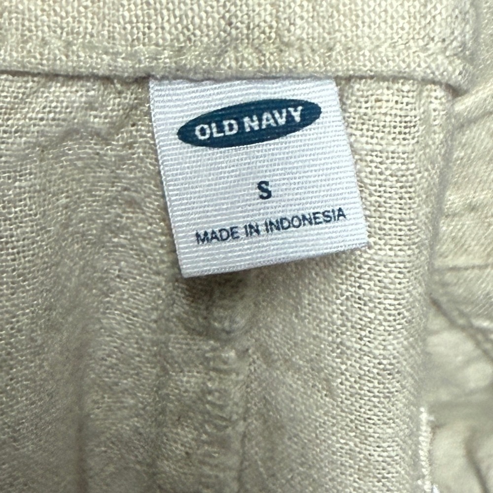 Old Navy Wide Leg pull on elastic waist pants Womens sz S Linen Blend coastal - Picture 3 of 8